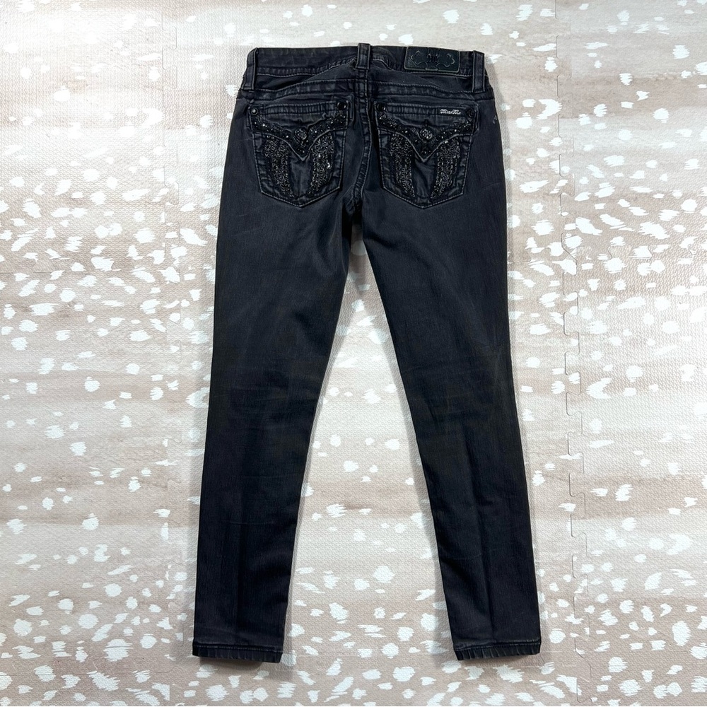 Miss Me Black Embellished Women's Jeans Signature Stretch Skinny Angel Wings W26 - Picture 6 of 9